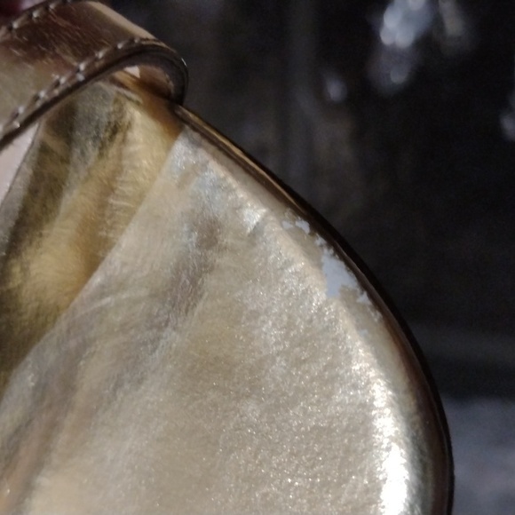 Jimmy Choo Gold mirror open toe strappy cross over sling back sandal heel 38 - Picture 7 of 10